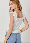 The Katy Ruffle Shoulder Smocked Blouse