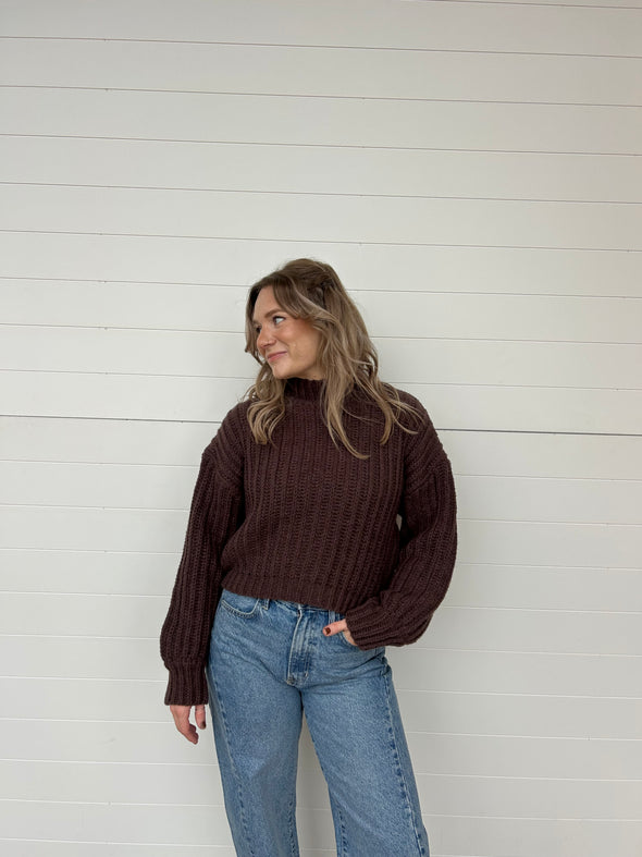 The Brecklyn Mock Neck Rib Sweater