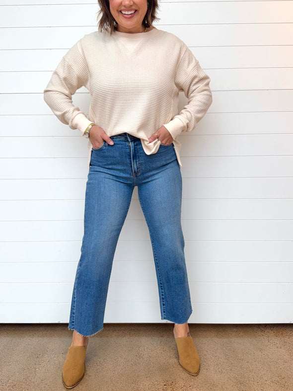 The Toni Frayed Hem Classic High Rise Straight