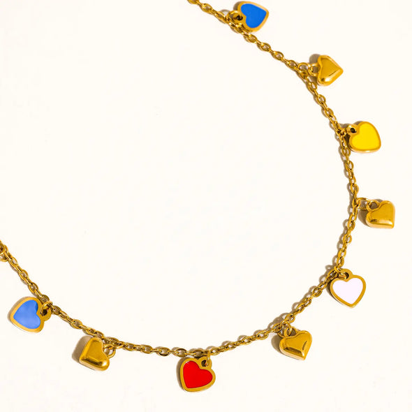 The Basile 18K Gold Plated Colorful Heart Necklace