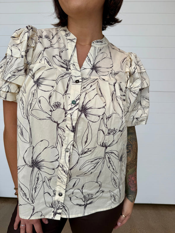 The Jolie V-Neck Floral Print Blouse