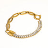 rhinestone bracelet gold link chain