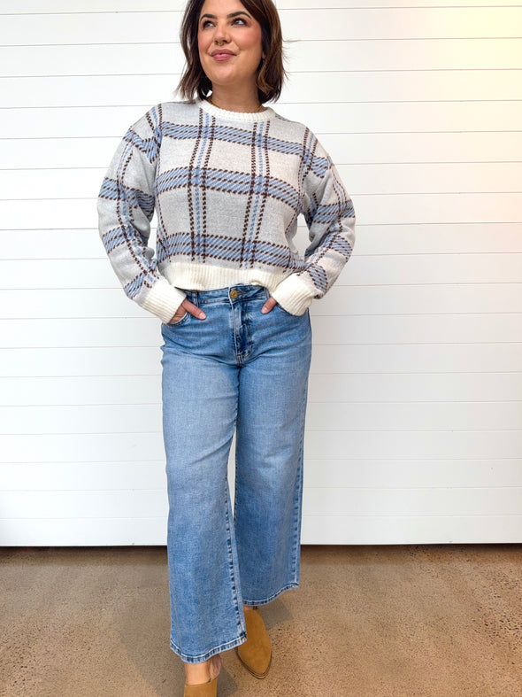 The Charlotte Finished Hem High Rise FabAb Wide Leg Jeans - Incontestable Wash