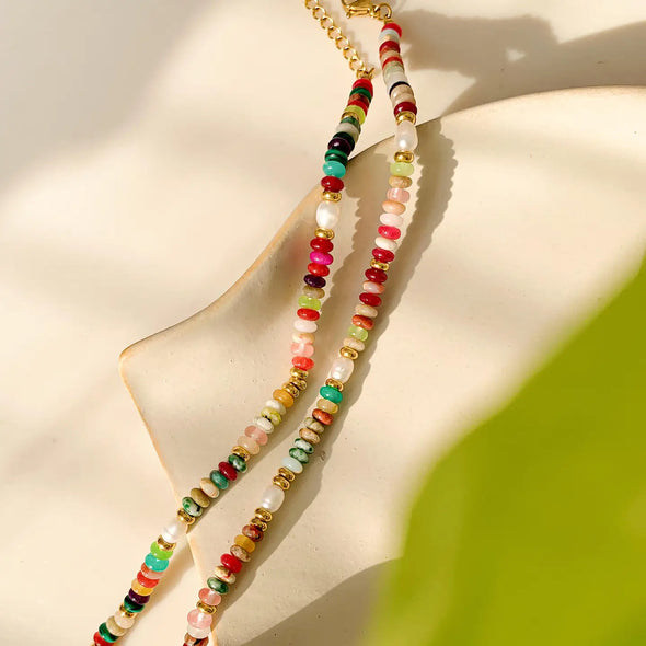 The Sunny Non-Tarnish Boho Color Beaded Necklace