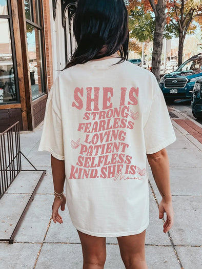 she is mom graphic tee oversized fit short sleeve crewneck