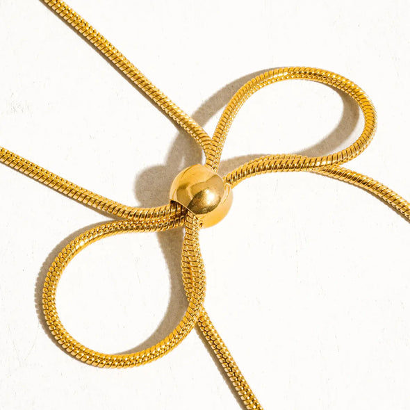 The Wildrose 18K Gold Plated Bow Necklace
