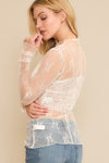 mock neck lace layering top