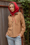 TAN blu pepper womens fall winter shirt jacket corduroy collar shacket relaxed fit