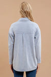 LIGHT CHAMBRAY blu pepper washed knit denim collared button down shacket