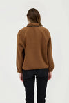 BROWN black blu pepper color block snap button down teddy fleece jacket fall