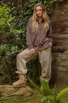 brown blu pepper oversized ribbed pin stripe collared button down shacket neutral fall winter basic