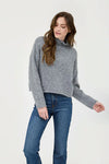 grey mock neck long sleeve cozy knit sweater relaxed crop fit blu pepper