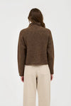 brown mock neck long sleeve cozy knit sweater relaxed crop fit blu pepper