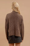 MOCHA blu pepper wool blend turtle neck long sleeve exposed seam ribbed detail pullover sweater