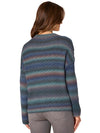 democracy clothing wistful teal ombre stripe blouson sleeve crewneck sweater