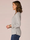 democracy clothing heather grey 3/4 sleeve scoop neck ruched side long sleeve basic top heather grey