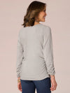 democracy clothing heather grey 3/4 sleeve scoop neck ruched side long sleeve basic top heather grey