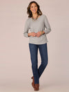 democracy clothing heather grey 3/4 sleeve scoop neck ruched side long sleeve basic top heather grey