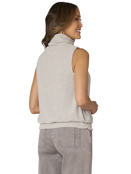 democracy clothing turtleneck ruched side sleeveless knit basic top heather grey