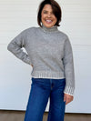 elan stitching detail turtleneck sweater heather grey relaxed fit