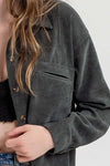 dark green blu pepper corduroy collared button down shacket relaxed fit chest pocket