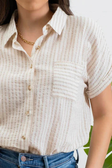 The Norah Short Sleeve Striped Button Up
