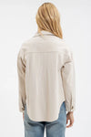 CREAM blu pepper solid collared long sleeve button down soft knit shacket