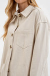 CREAM blu pepper solid collared long sleeve button down soft knit shacket