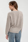 Mocha grey blu pepper v-neck long sleeve marled knit pullover sweater basic relaxed fit