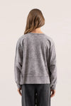 blu pepper washed extended shoulder knit top oversized fit exposed seams side slits pullover crewneck sweatshirt charcoal