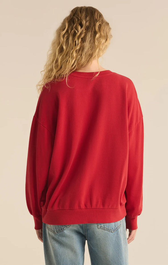 z supply merry & bright sweatshirt oversized haute red crewneck