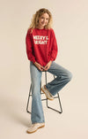 z supply merry & bright sweatshirt oversized haute red crewneck