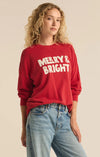 z supply merry & bright sweatshirt oversized haute red crewneck