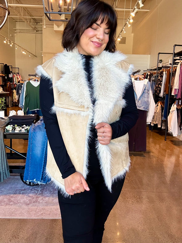 The Lenox Faux Fur + Suede Vest