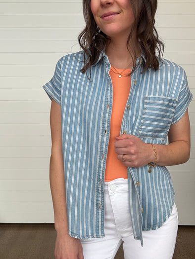 The Morgan Striped Chambray Top