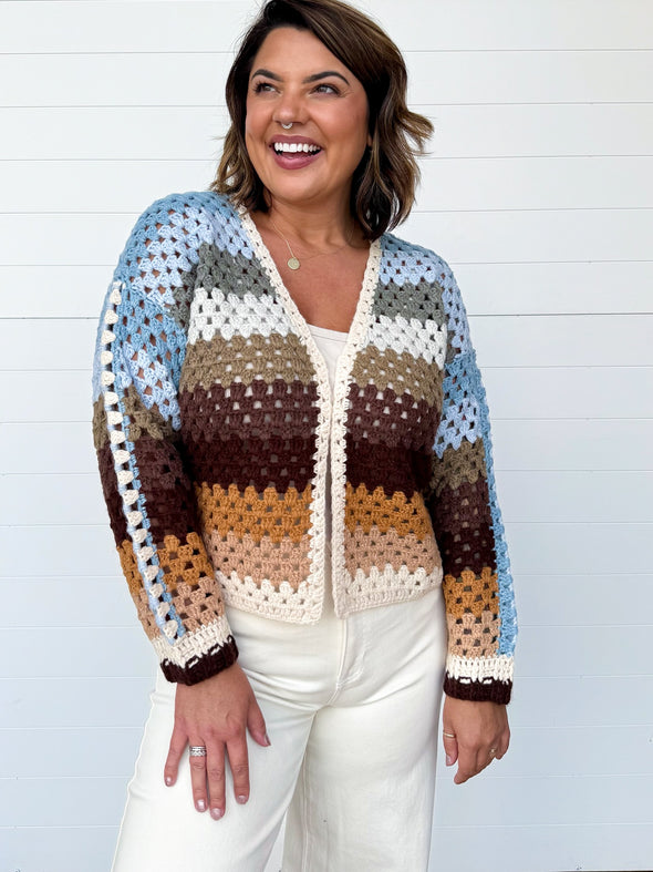 The Willa Striped Crochet Cardigan