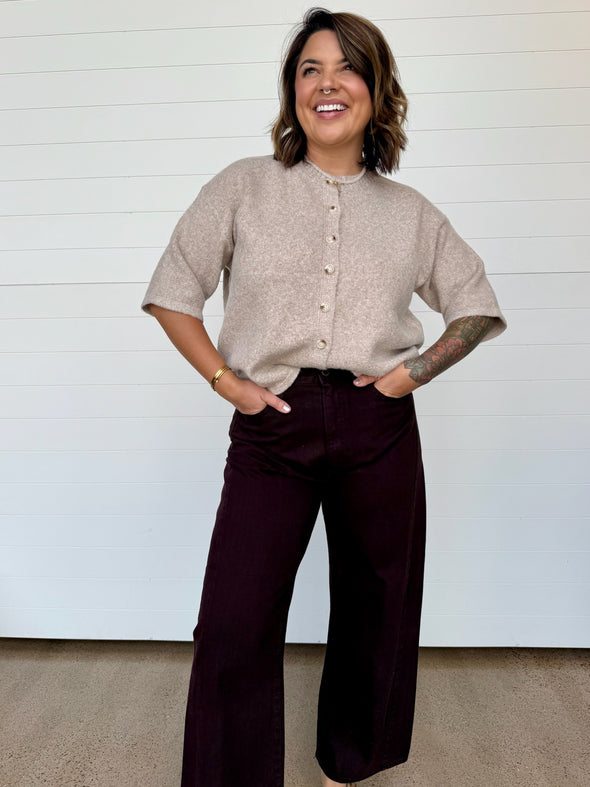 The Alyssa Half Sleeve Button Up Sweater