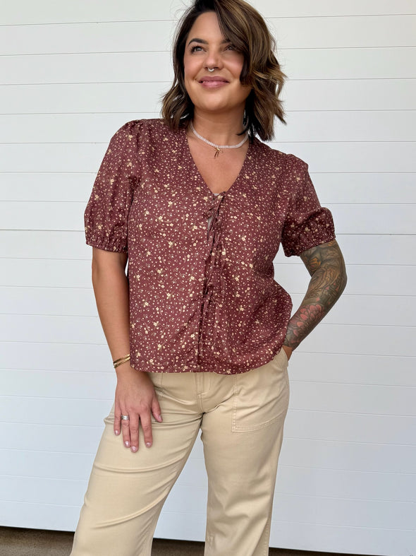 The Mila Bow Tie Front Floral Blouse