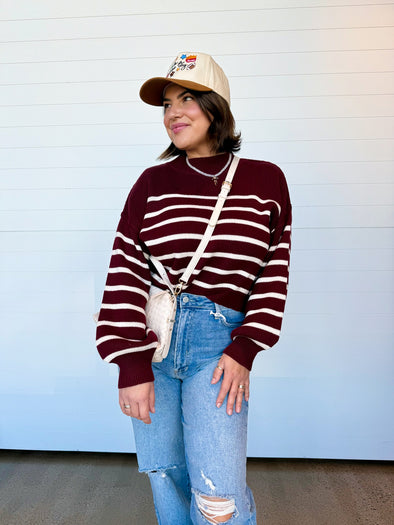 The Kate Mock Neck Striped Sweater