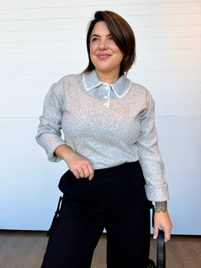 The Sloane Embroidered Collar Polo Sweater