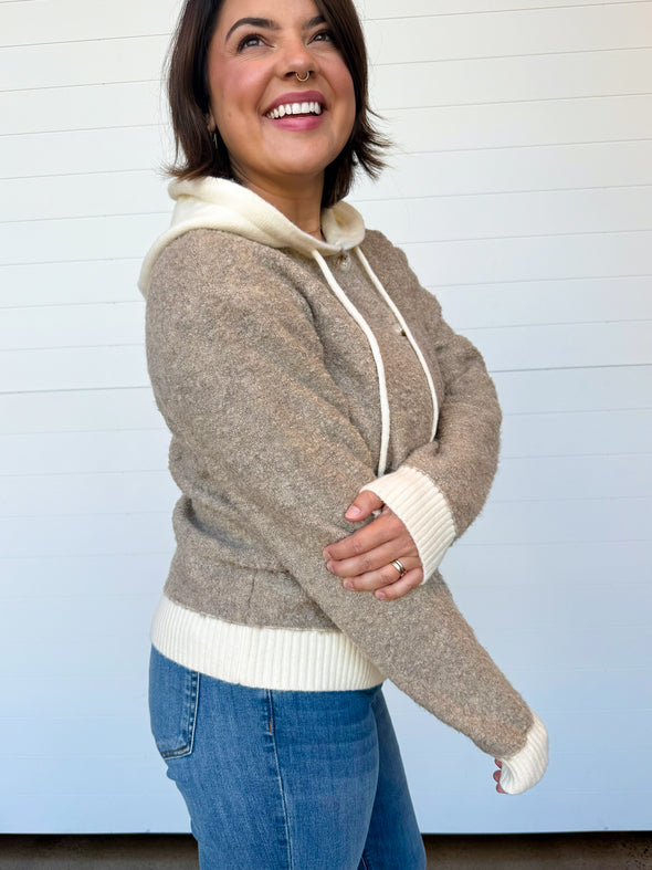 The Emilie Button Down Hooded Sweater