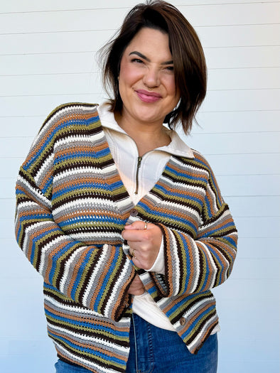 The Andrea Multicolor Stripe Cardigan
