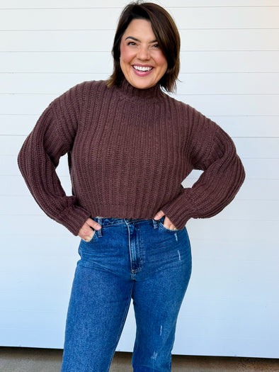 The Brecklyn Mock Neck Rib Sweater