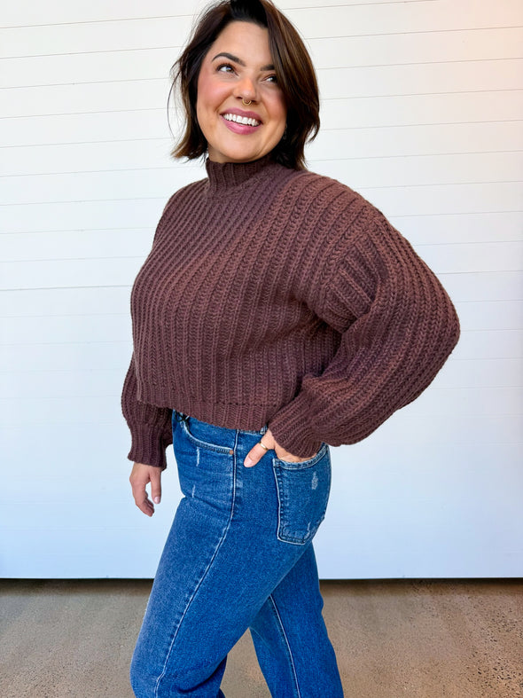The Brecklyn Mock Neck Rib Sweater