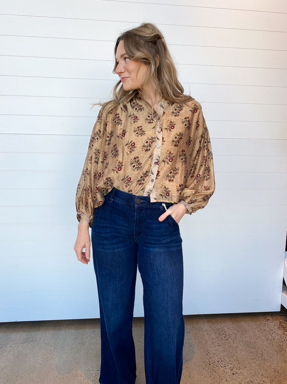 The Vivian Puff Sleeve Floral Cropped Blouse