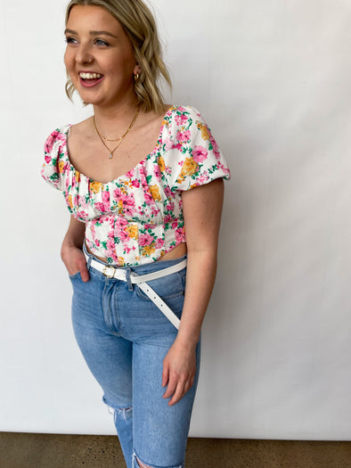 The Hazel Floral Cropped Top