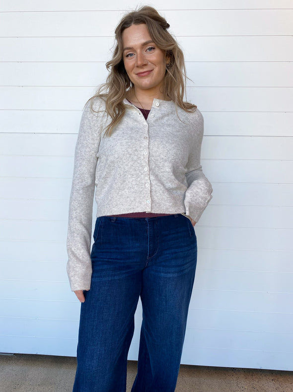 z supply medina button up lightweight sweater heather oatmeal 