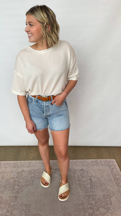 The Zoey Rolled Sleeve Crop Top
