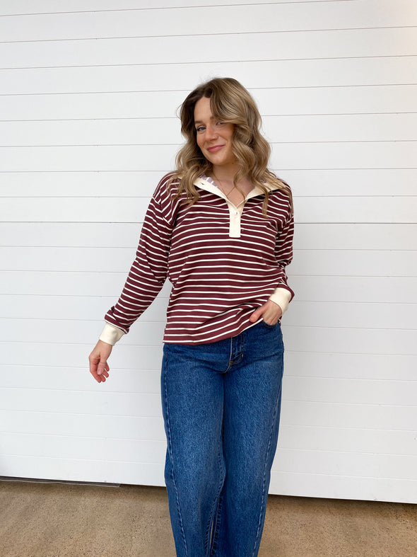The Scarlett Collared Striped Sweatshirt