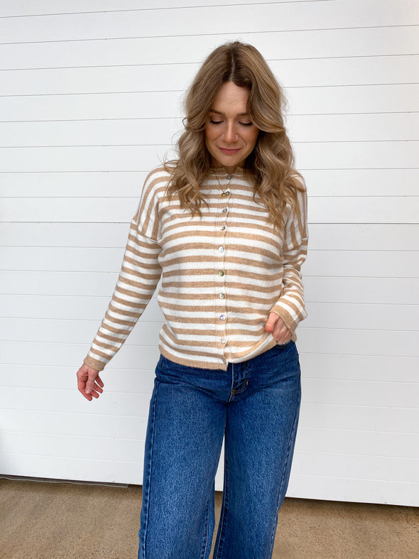 The Penelope Striped Button Up Cardigan